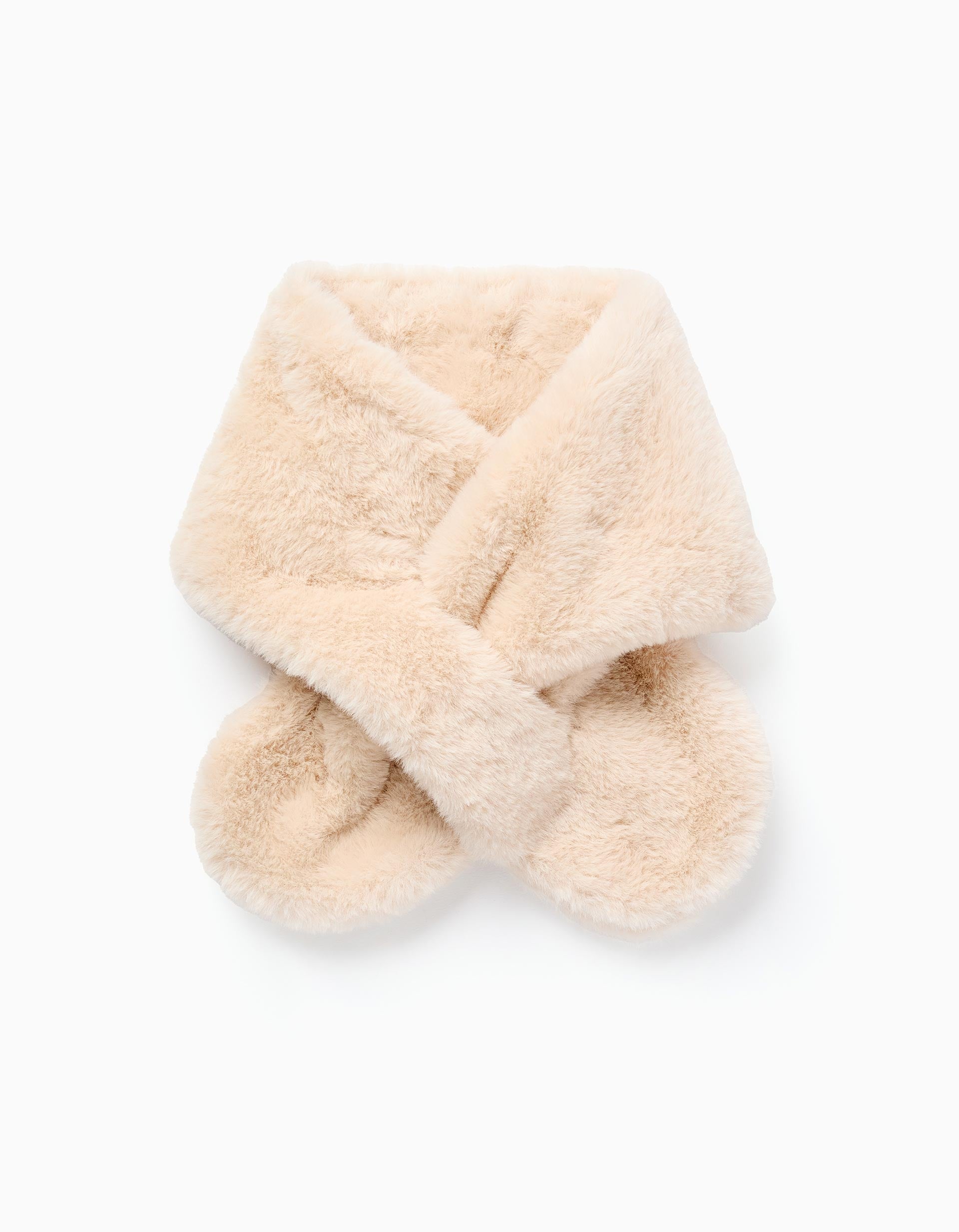 Cachecol de pelo sintético com abertura para bebé menina, bege