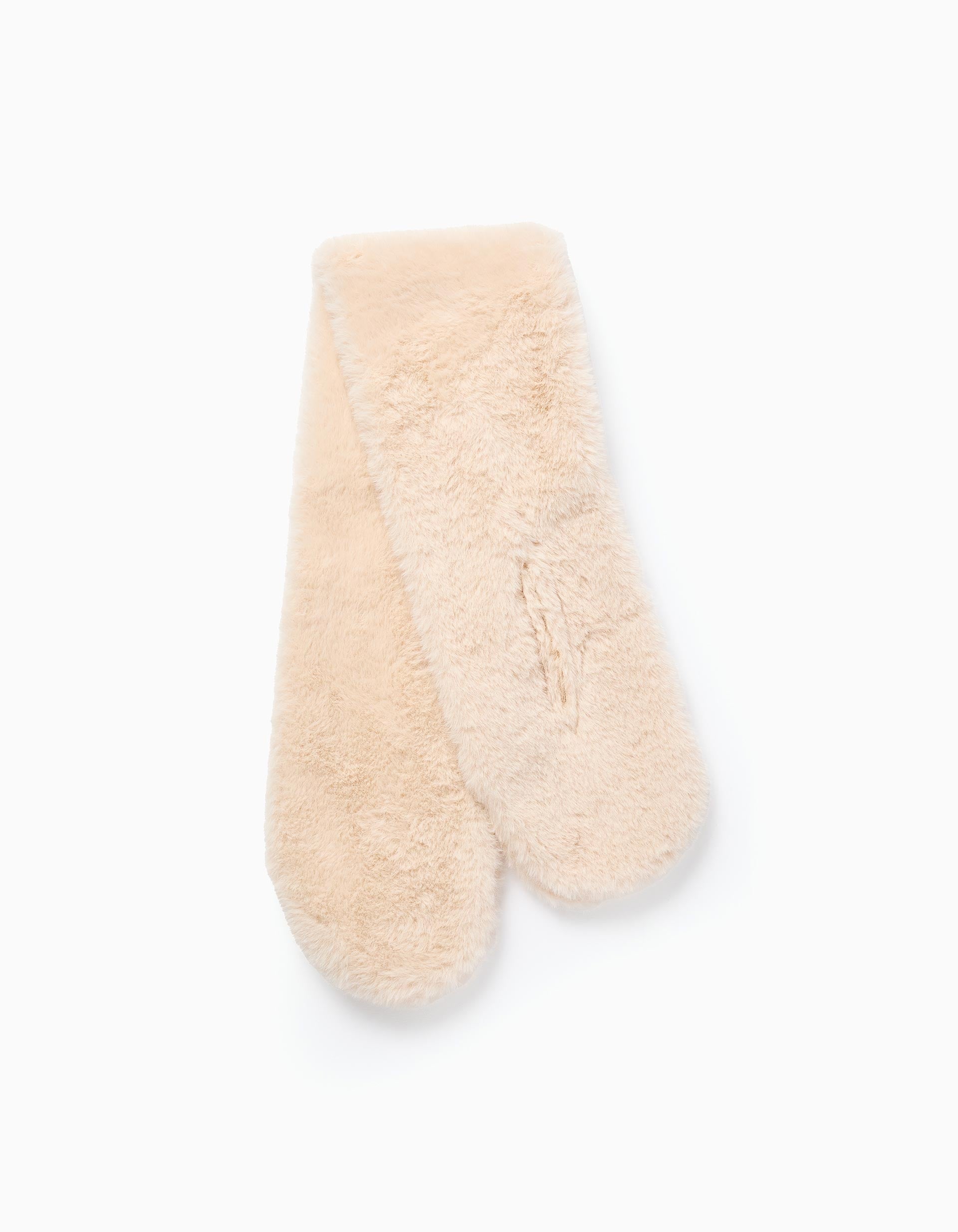 Cachecol de pelo sintético com abertura para bebé menina, bege