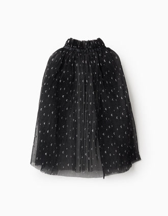 Capa de Tul Plisada con Lurex para Niña 'Halloween', Negro