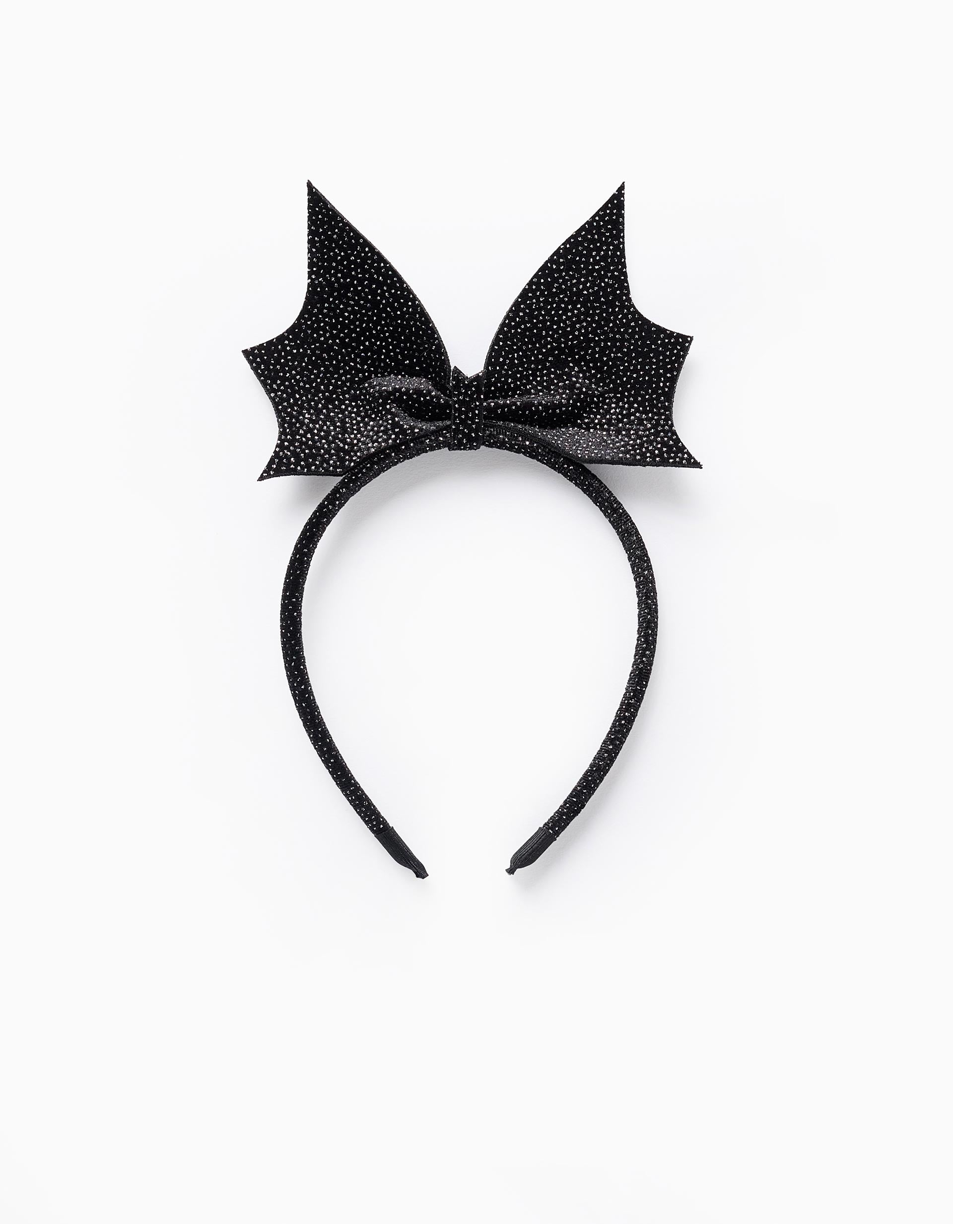 Velour Headband with Glitter and Bow for Babies and Girls, Black