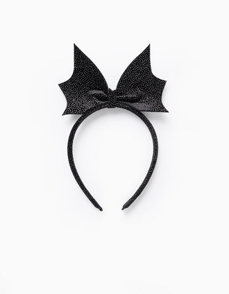 Diadema de Terciopelo con Purpurina y Lazo para Bebés y Niñas, Negra