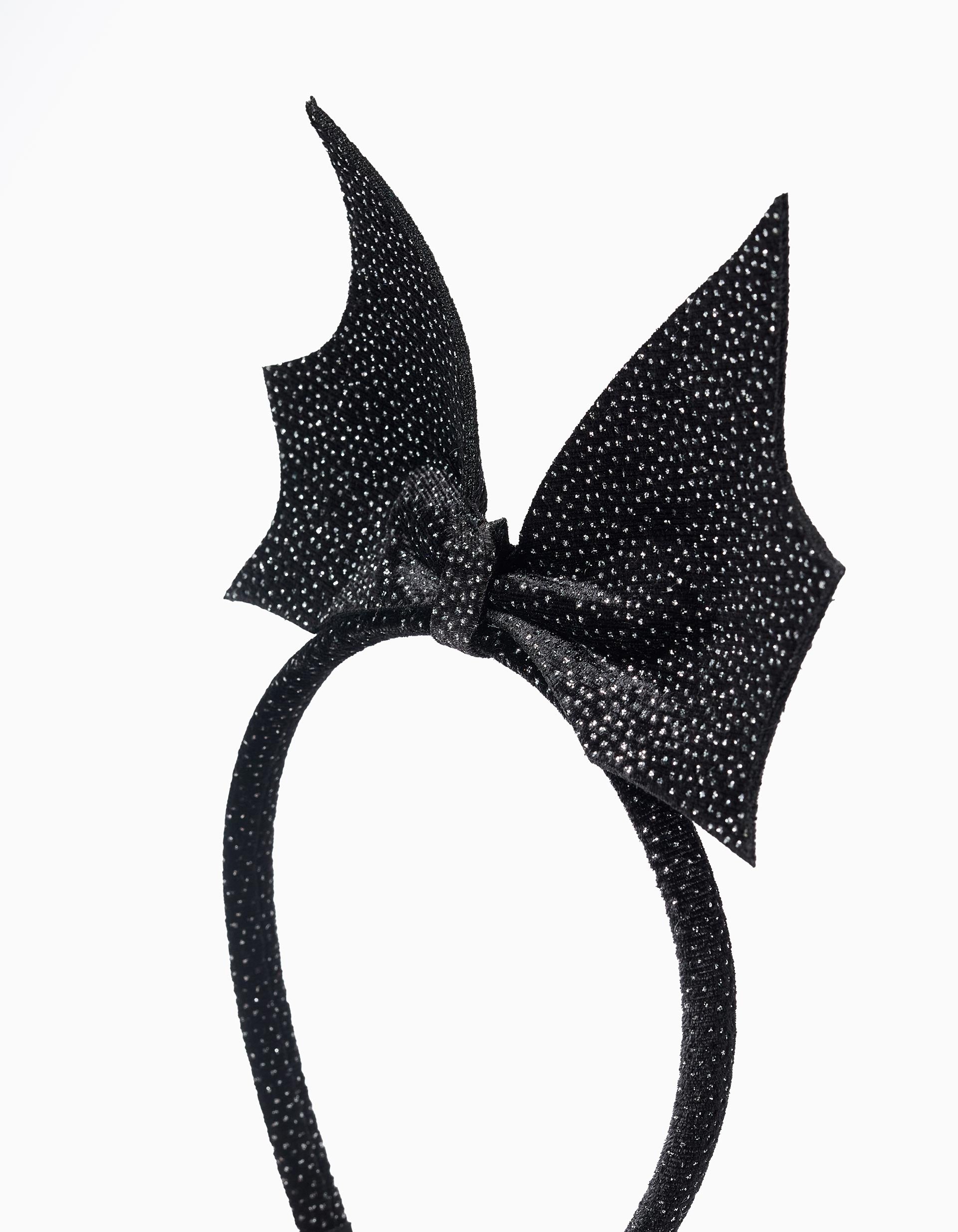 Velour Headband with Glitter and Bow for Babies and Girls, Black