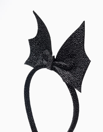 Diadema de Terciopelo con Purpurina y Lazo para Bebés y Niñas, Negra