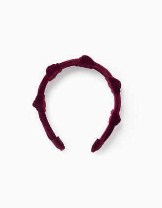 Diadema de Terciopelo Anudada para Bebés y Niñas, Burdeos