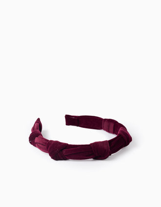 Diadema de Terciopelo Anudada para Bebés y Niñas, Burdeos