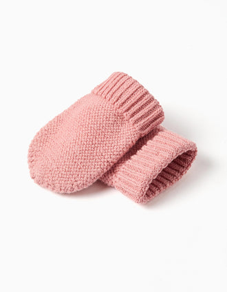 Pack de bonnet + gants en maille pour nouveau-née, rose