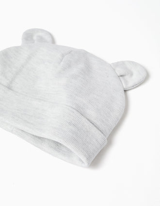 Conjunto de gorro + luvas para recém-nascido, cinza-claro
