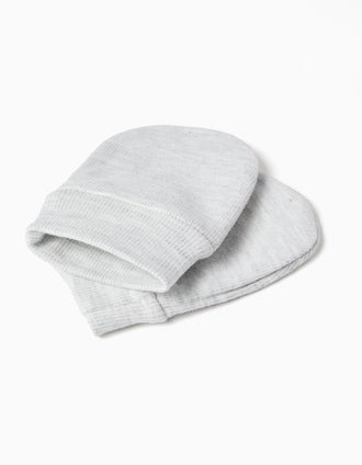 Conjunto de gorro + luvas para recém-nascido, cinza-claro