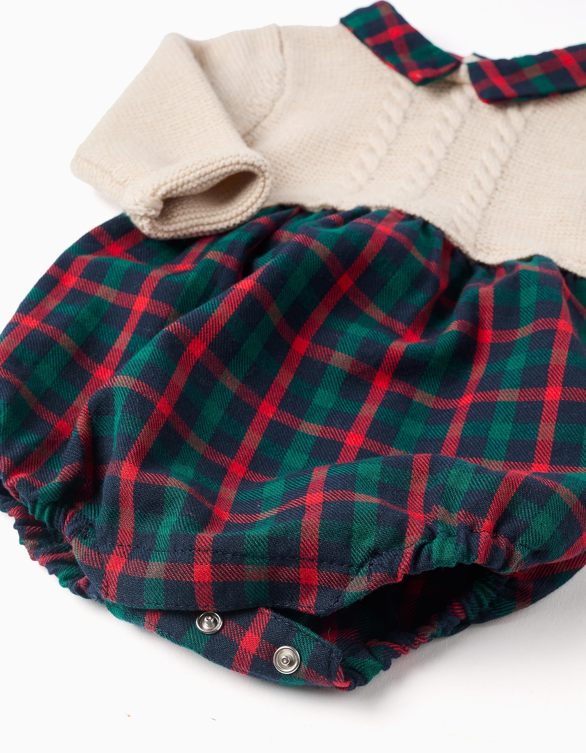 Dual-fabric jumpsuit with check pattern You&Me for newborn boys, multicolour