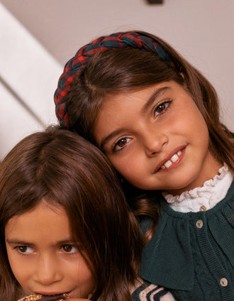 Diadema trenzada con estampado a cuadros You&Me para niña, multicolor