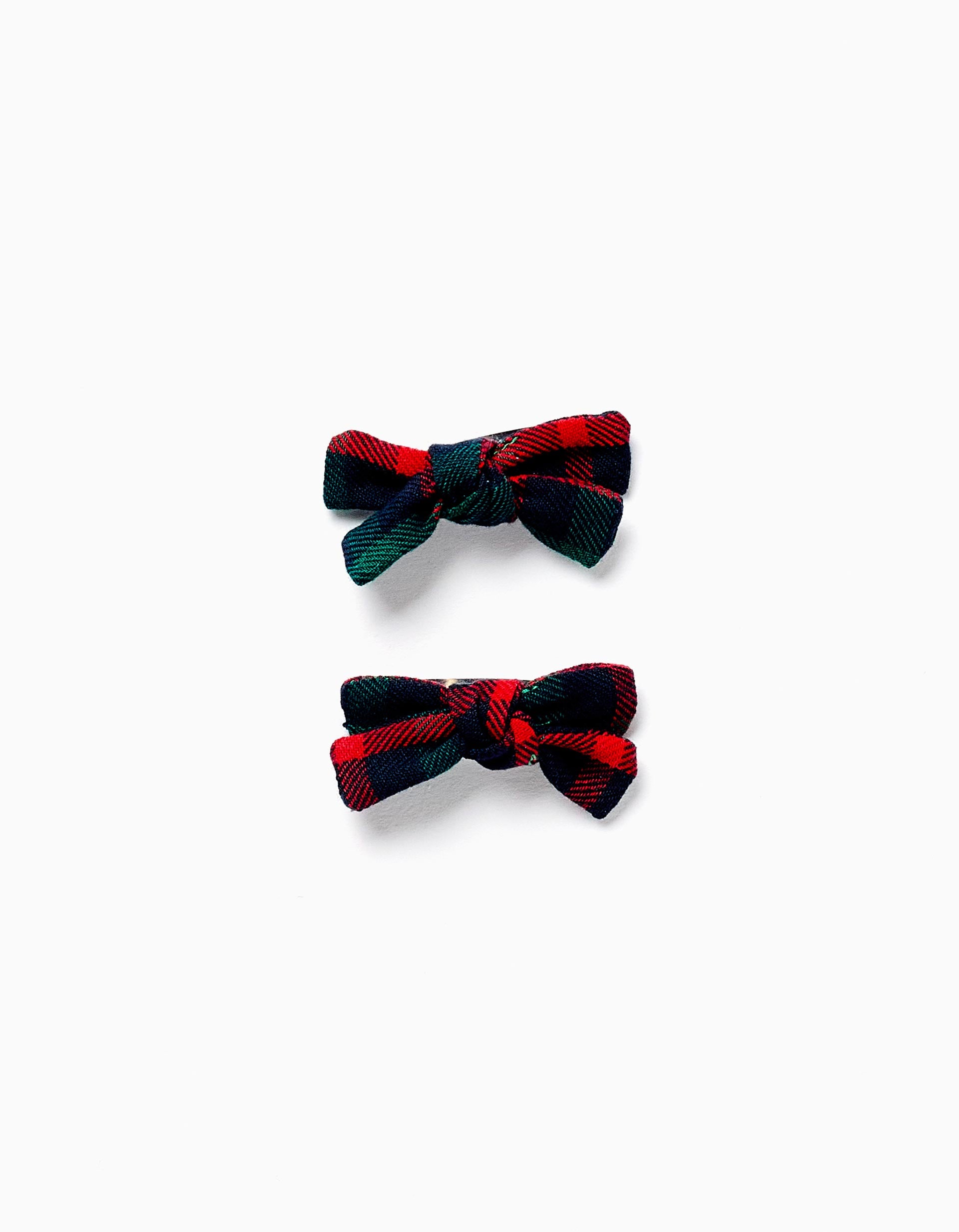 Pack of 2 hair clips with checked bows You&Me for girls, multicolour