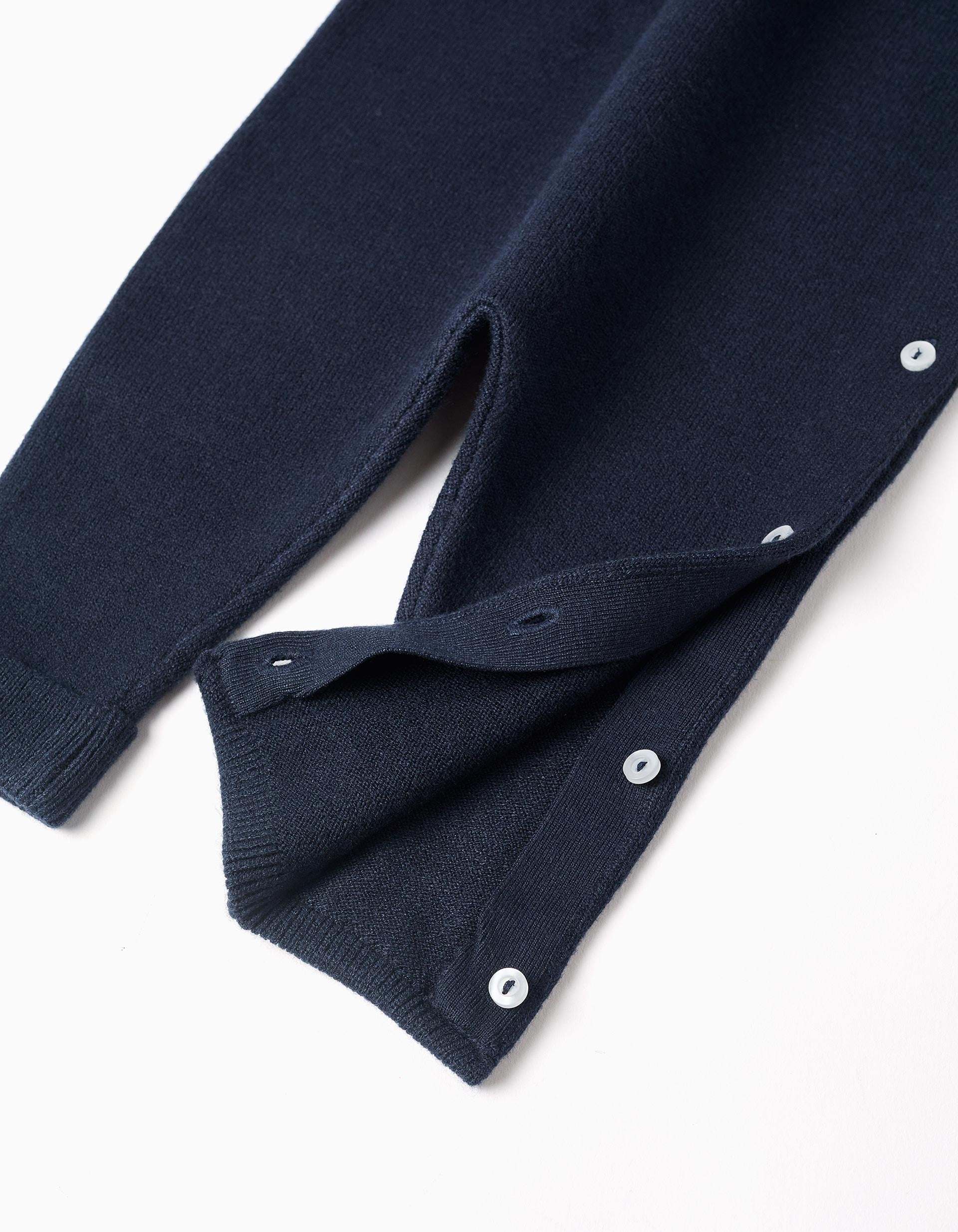 Knitted footless babygrow with jacquard You&Me for newborn boys, dark blue