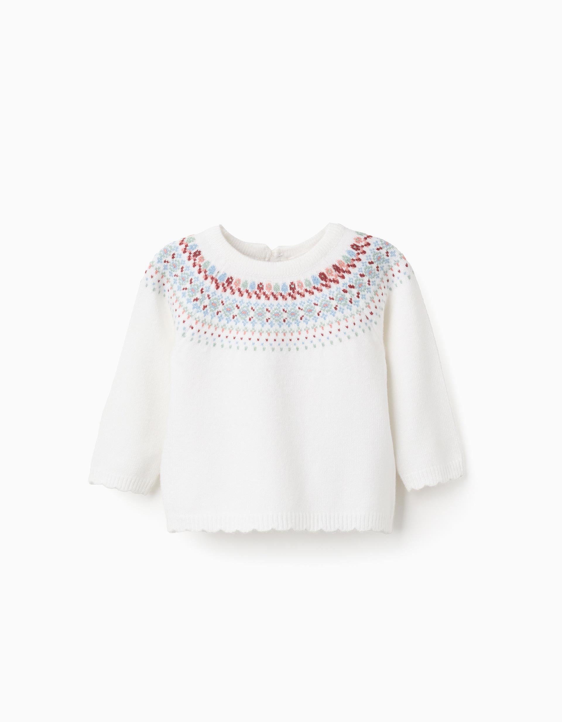 Camisola de Malha com Jacquard para Recém-Nascida, Branco