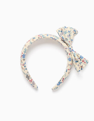 Diadema con estampado floral y lazo B&S para niña, beige