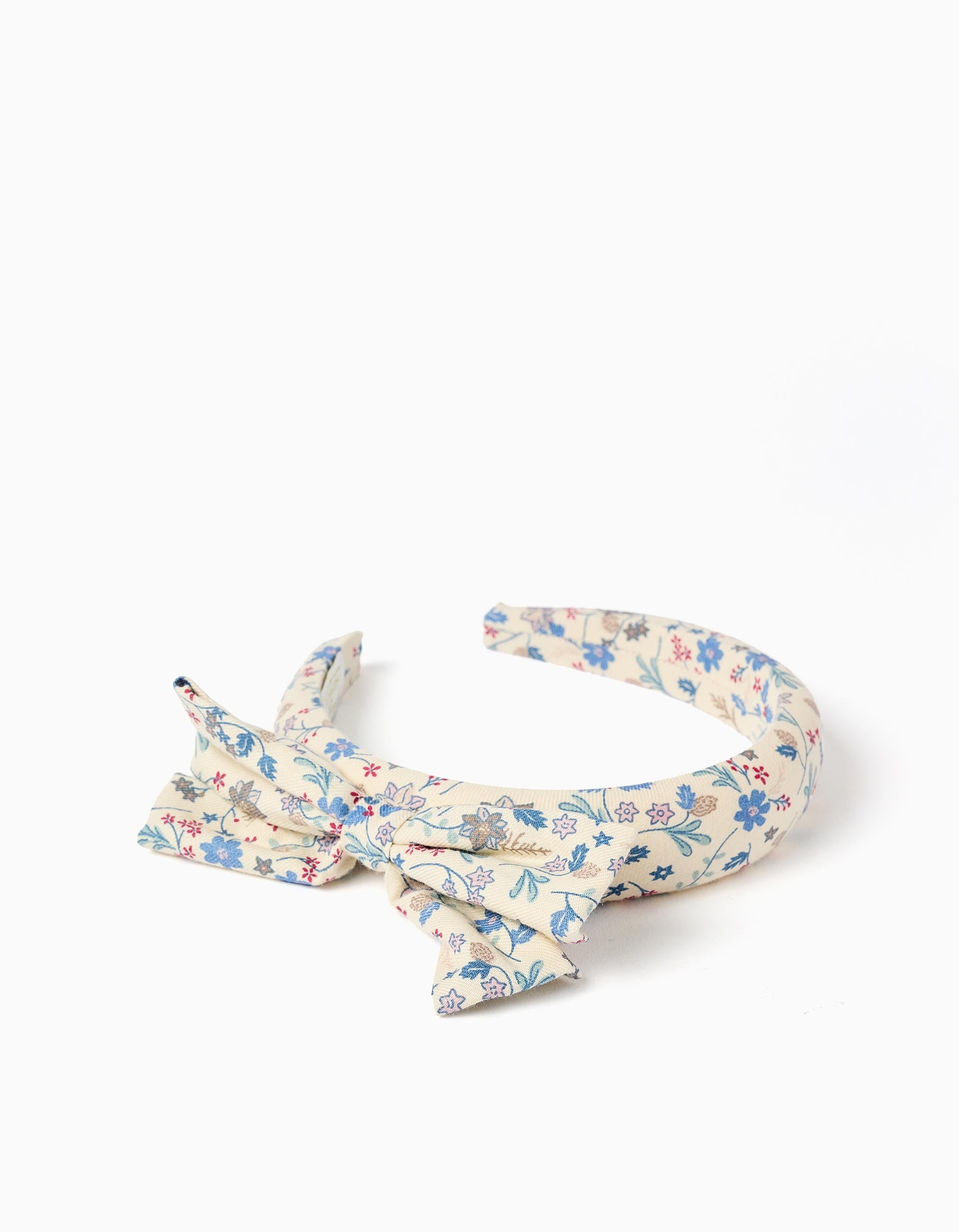 Floral patterned headband with bow B&S for girls, beige