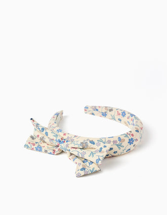 Diadema con estampado floral y lazo B&S para niña, beige