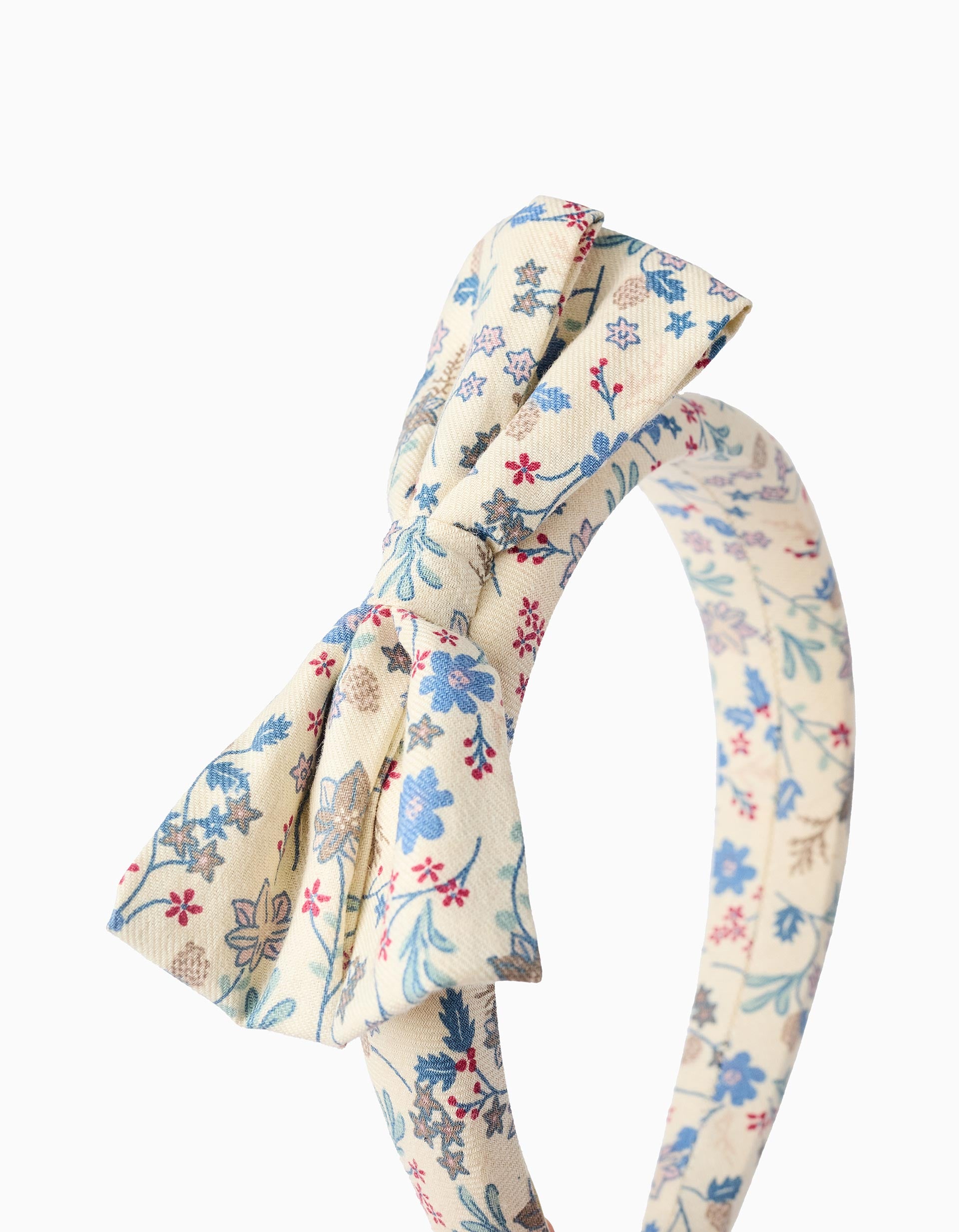 Floral patterned headband with bow B&S for girls, beige