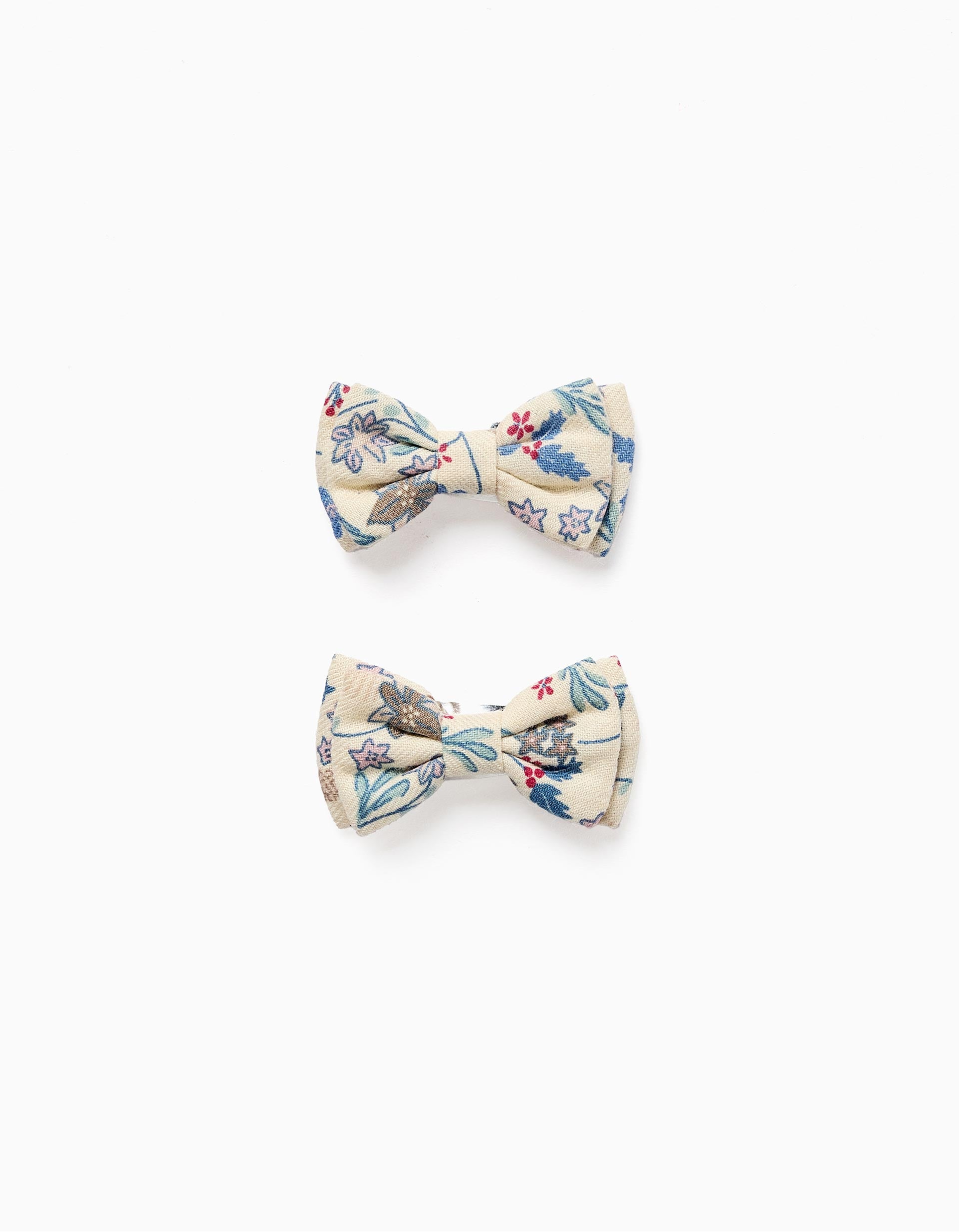Pack of 2 hair clips with floral bow B&S for girls, beige