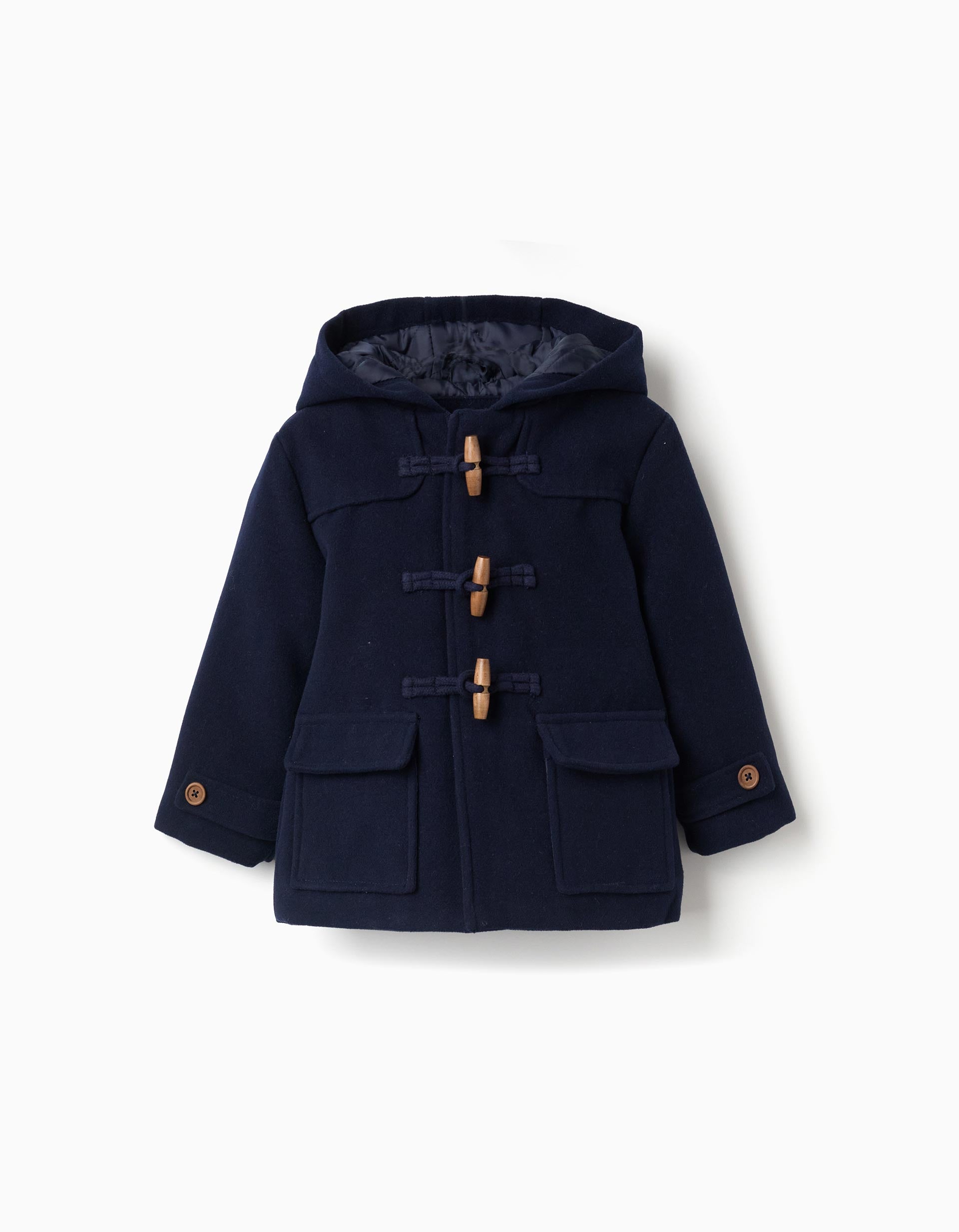 Hooded overcoat with quilted lining You&Me for baby boys, dark blue