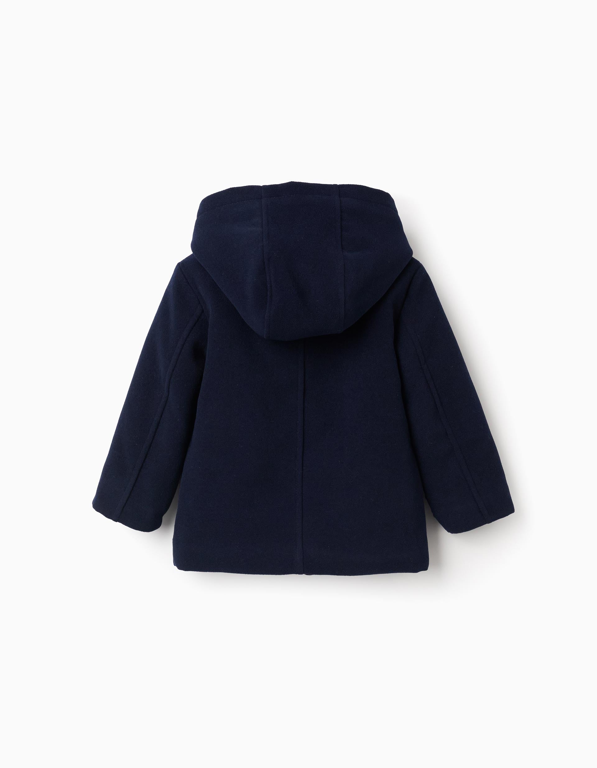 Hooded overcoat with quilted lining You&Me for baby boys, dark blue