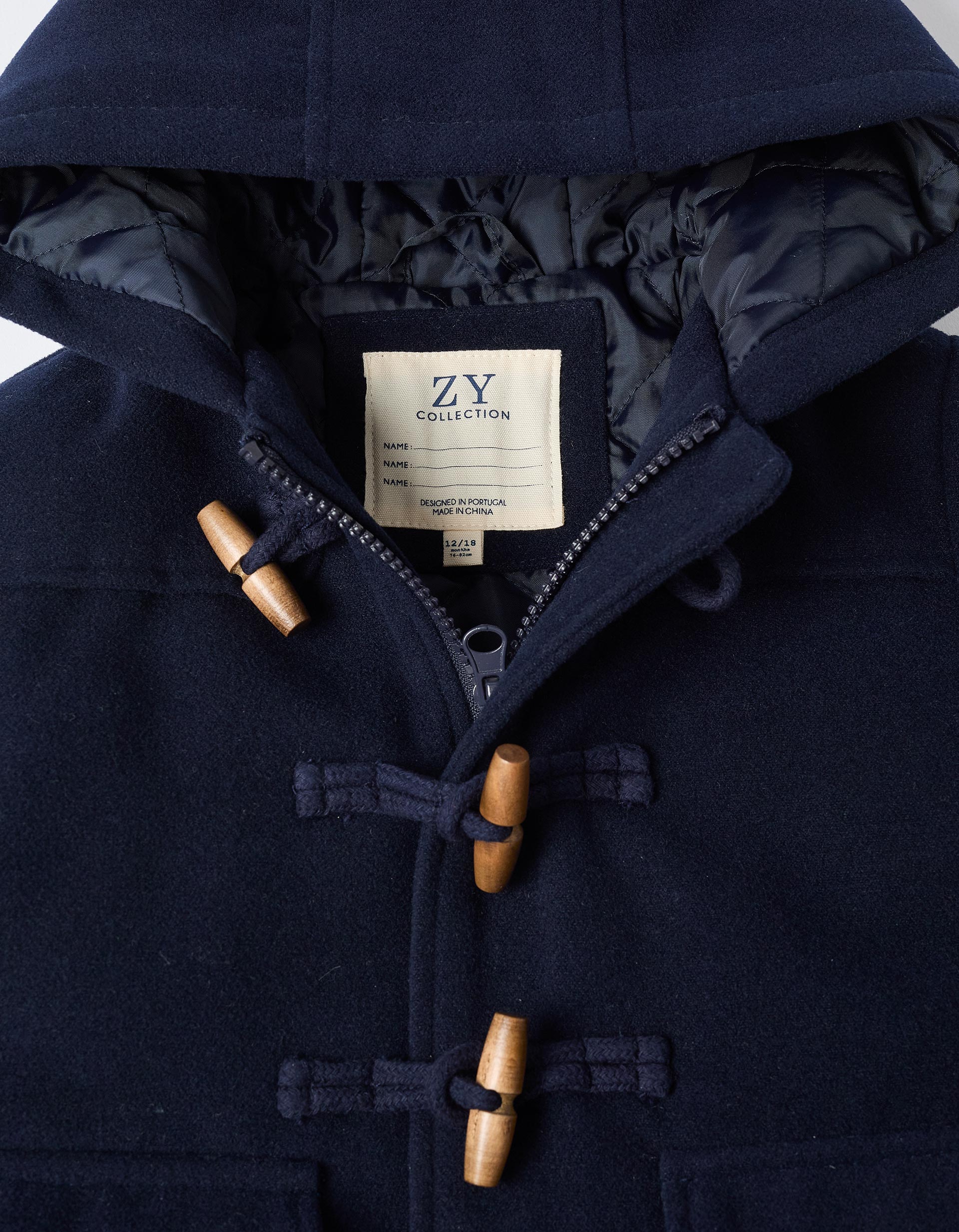 Hooded overcoat with quilted lining You&Me for baby boys, dark blue