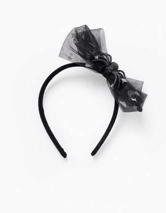 Diadema de Terciopelo con Lazo de Tul para Bebés y Niñas 'Spider', Negra