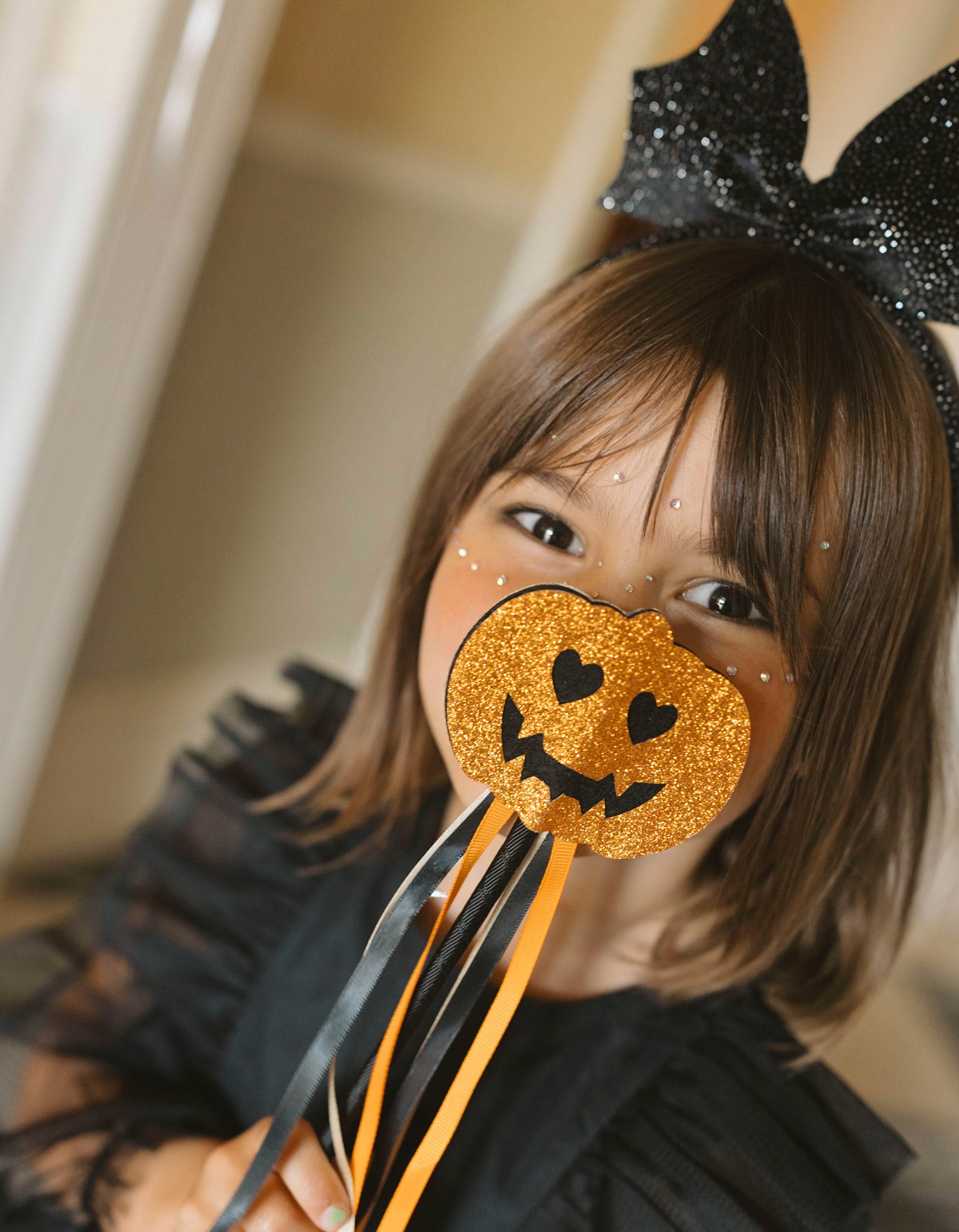 Varinha Mágica com Glitter para Bebé e Menina 'Abóbora', Preto/Laranja