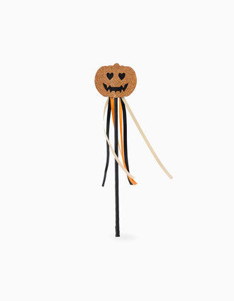 Varita Mágica con Purpurina para Bebés y Niñas 'Calabaza', Negro/Naranja