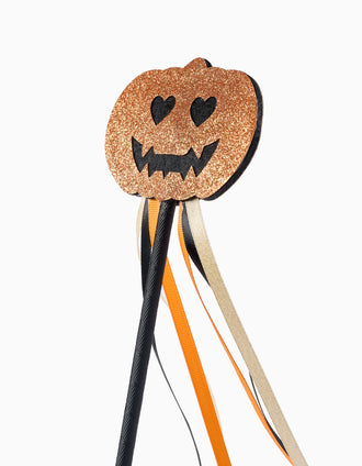 Varita Mágica con Purpurina para Bebés y Niñas 'Calabaza', Negro/Naranja