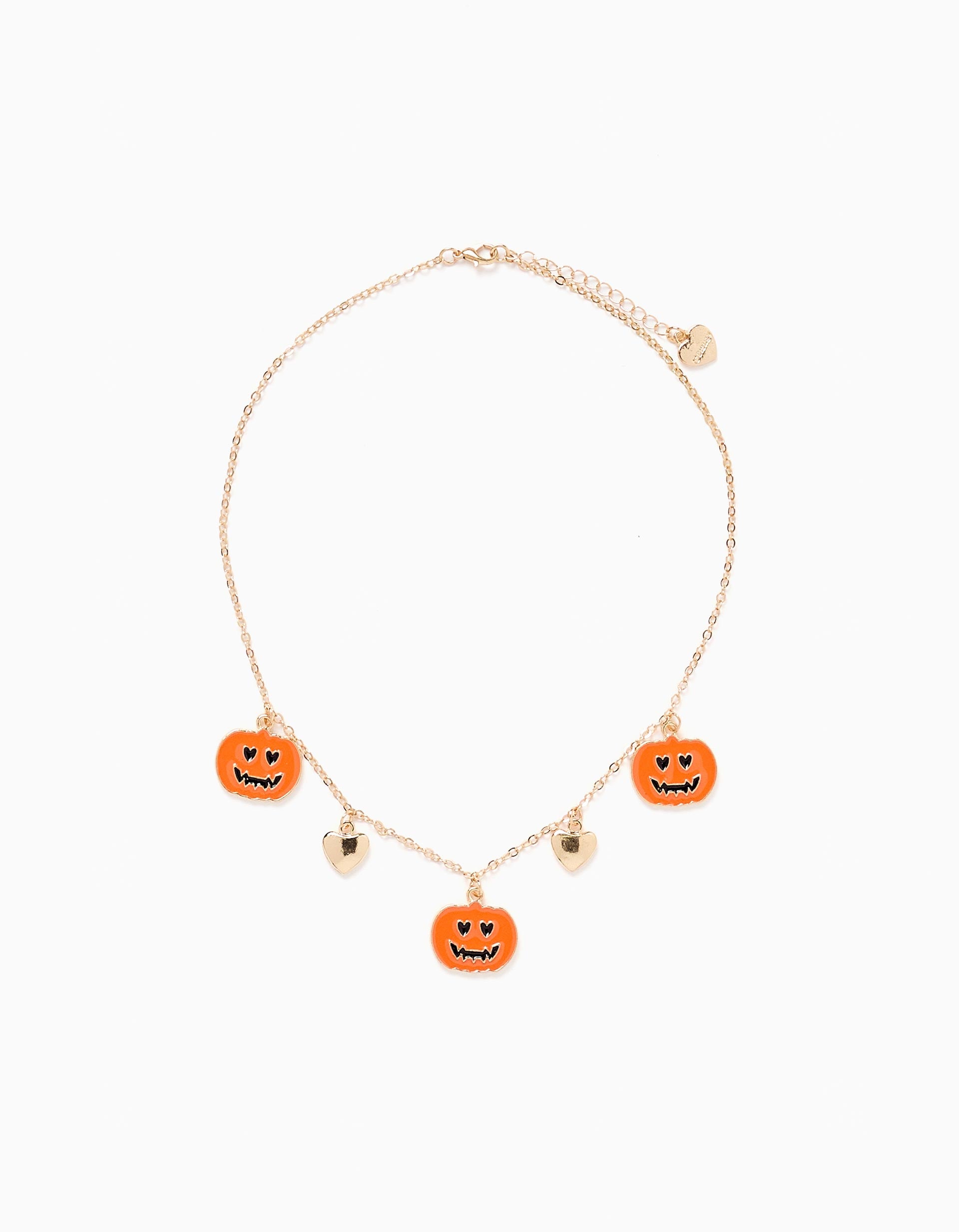 Colar de Halloween para Menina 'Abóboras', Dourado/Laranja