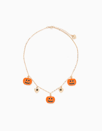 Collar de Halloween para Niñas 'Calabazas', Oro/Naranja