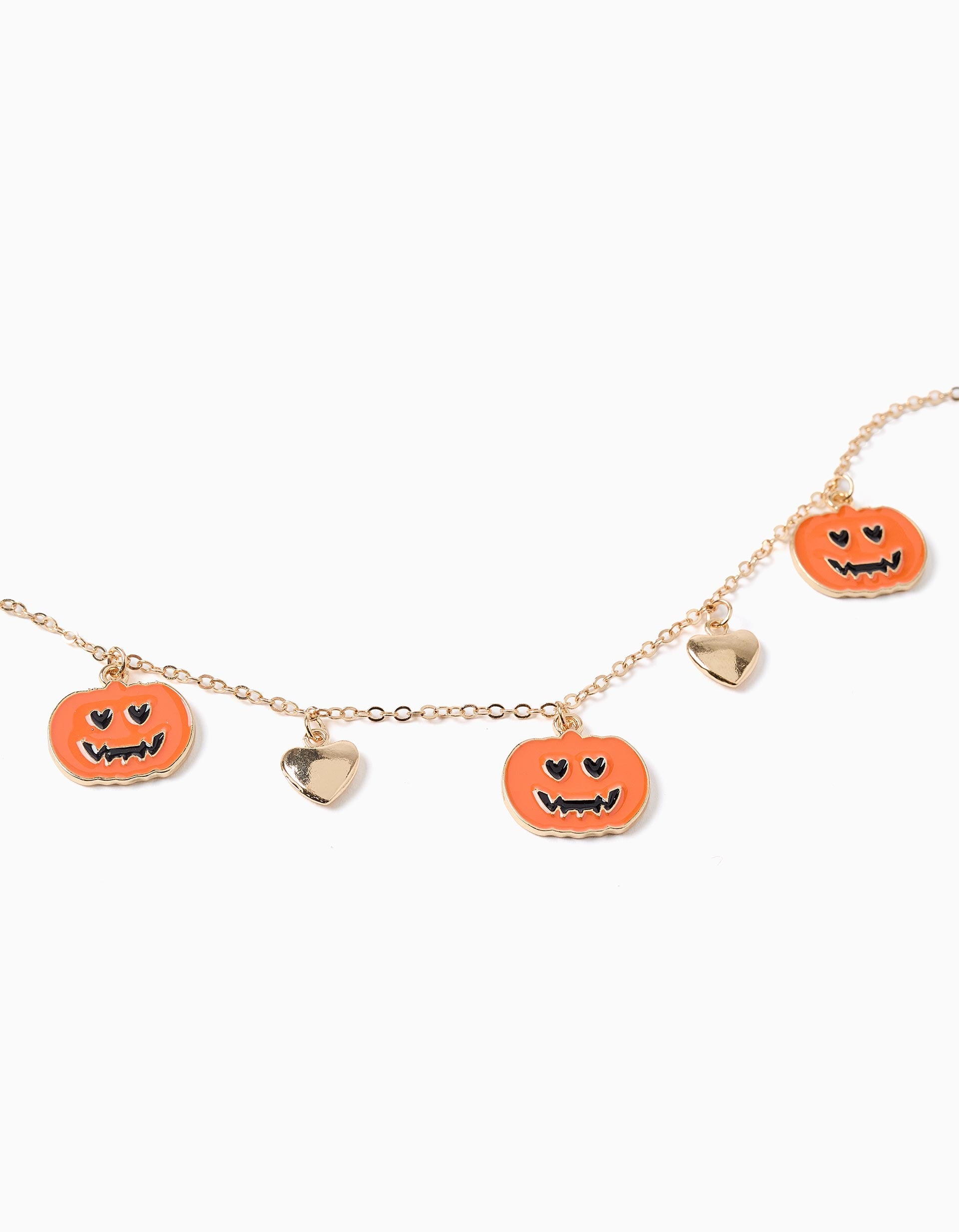 Colar de Halloween para Menina 'Abóboras', Dourado/Laranja