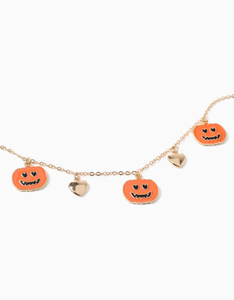 Collar de Halloween para Niñas 'Calabazas', Oro/Naranja