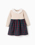 Vestido combinado com padrão xadrez You&Me para bebé menina, multicolor