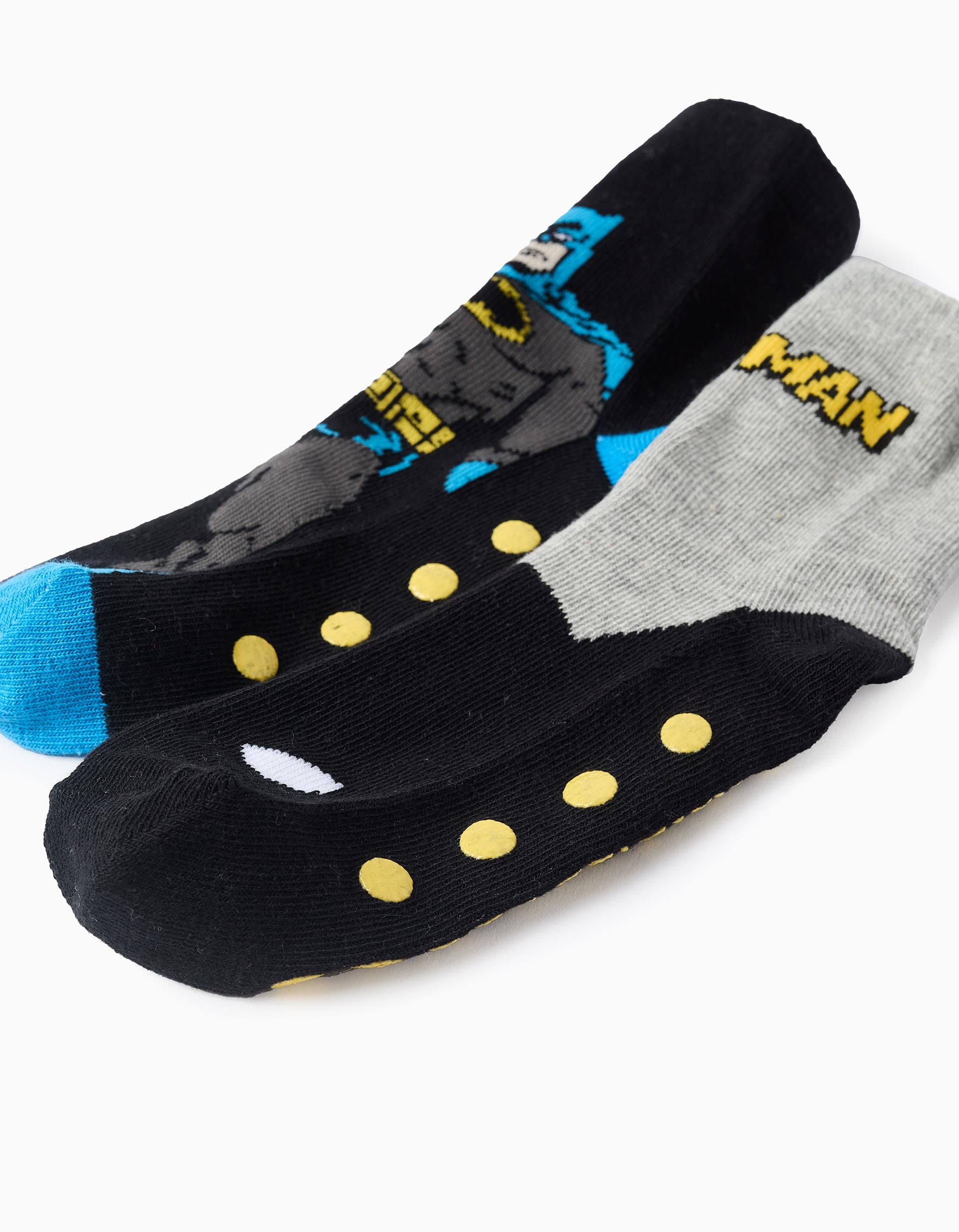2 Paires de Chaussettes Antidérapantes Batman pour Garçon, Noir/Gris