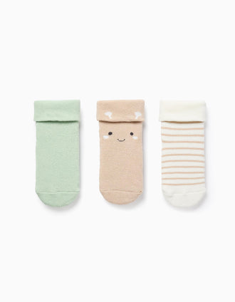 Pack 3 Pares de Meias Grossas para Bebé Menino 'Riscas', Multicolor