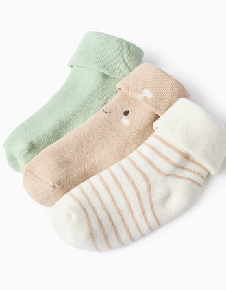 Pack 3 Pares de Meias Grossas para Bebé Menino 'Riscas', Multicolor