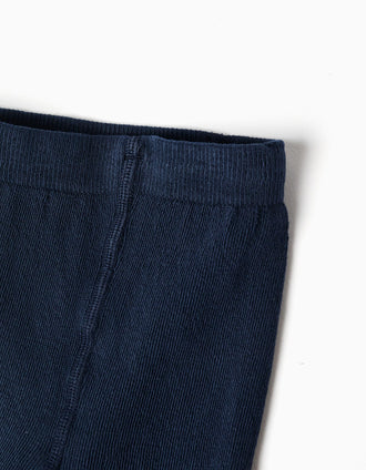 Plain anti-pilling knitted tights for babies, dark blue