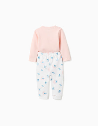 Conjunto de 3 Peças Stitch para Bebé Menina, Branco/Rosa