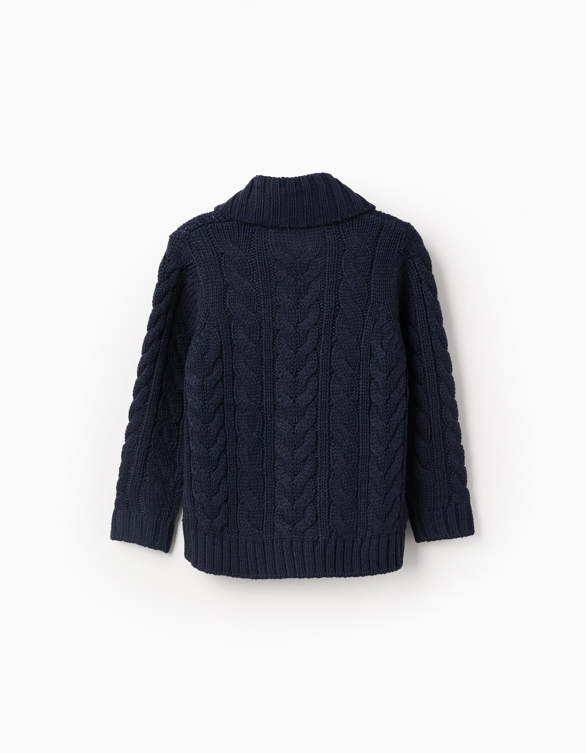 Thick cable knit jacket for boys, dark blue