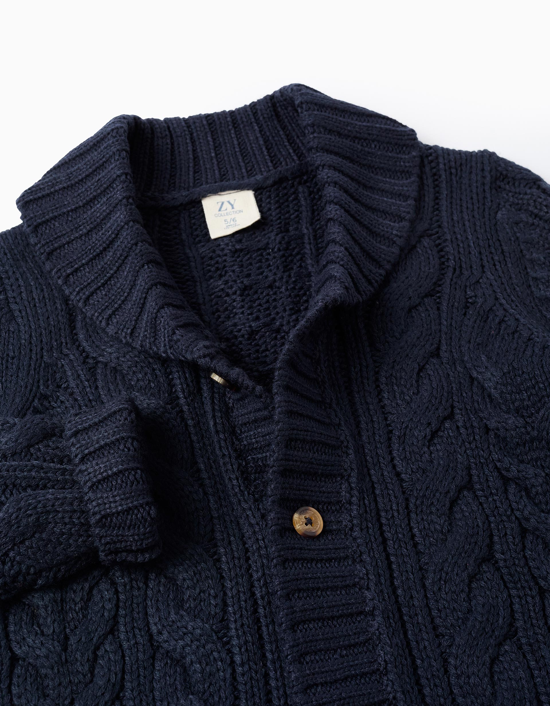 Thick cable knit jacket for boys, dark blue