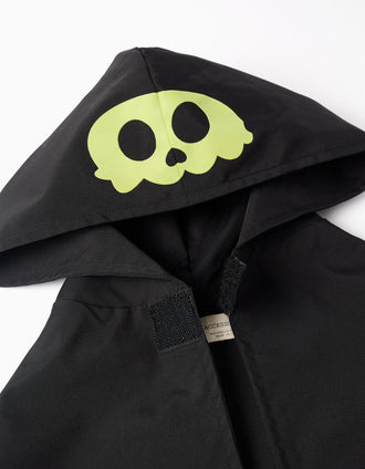 Capa de chuva com capuz brilha no escuro para menino, preto