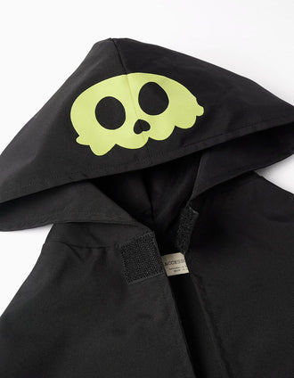 Capa de chuva com capuz brilha no escuro para menino, preto