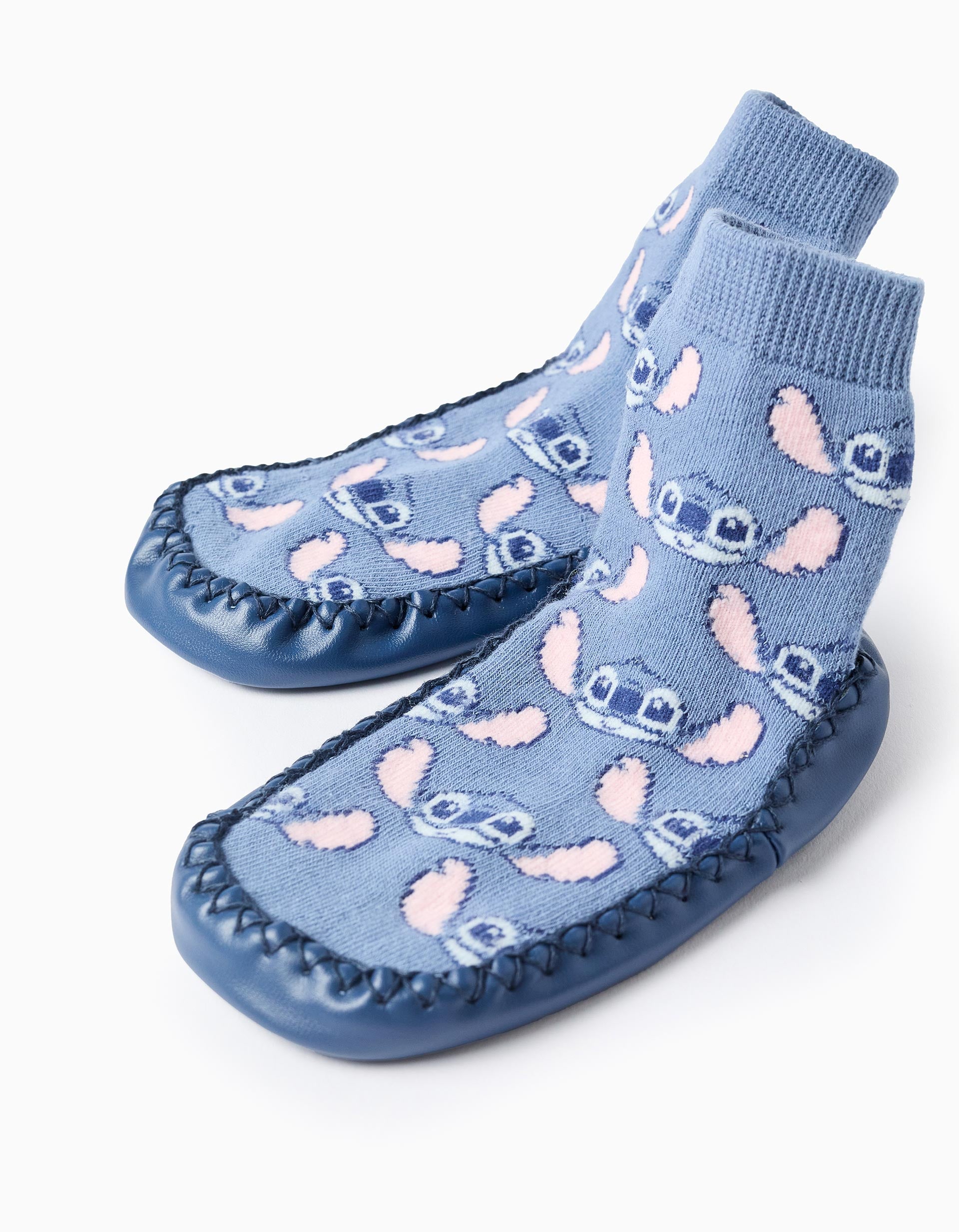 Socks-Slippers with Stitch Motif for Girls, Blue