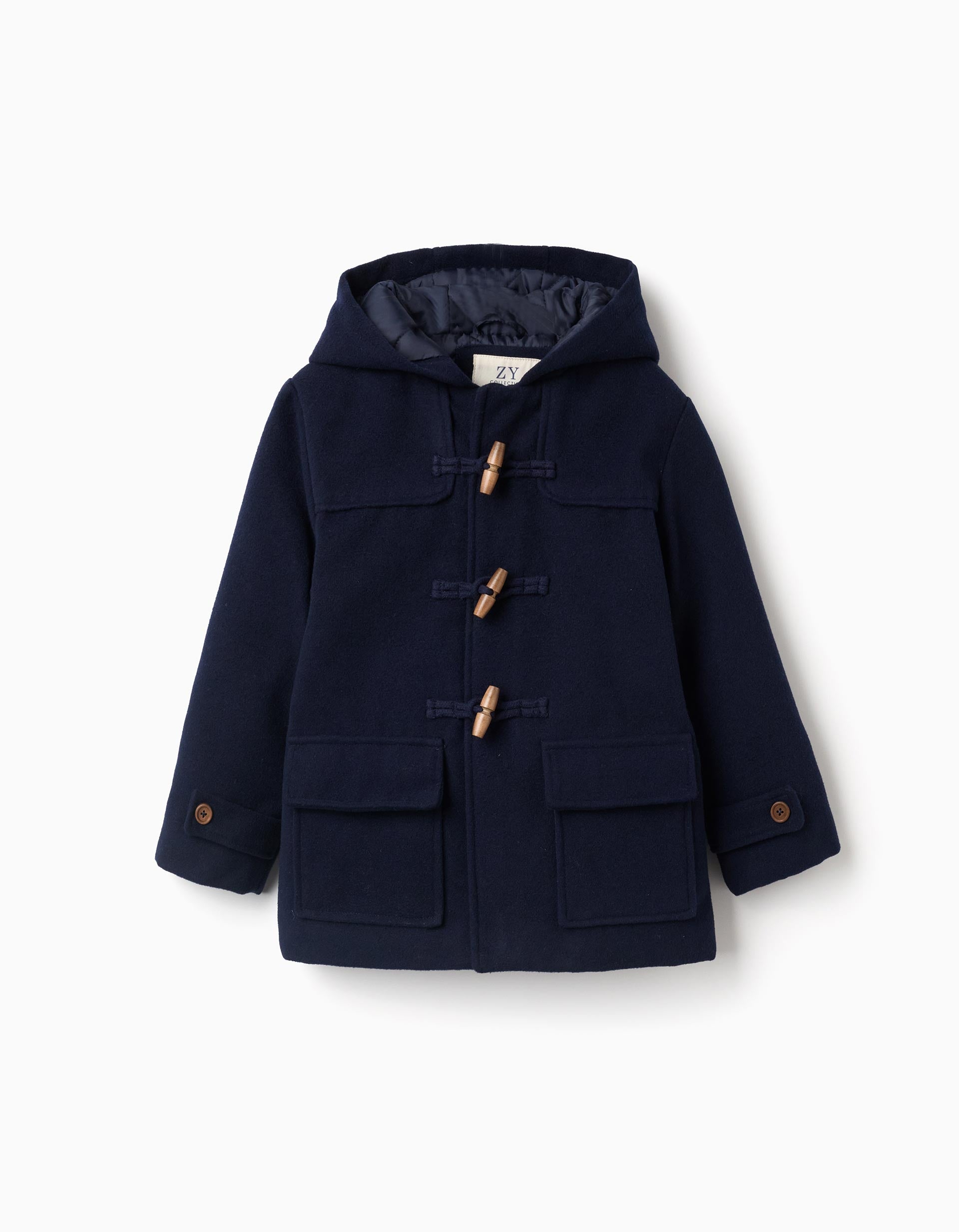 Hooded overcoat with quilted lining You&Me for boys, dark blue