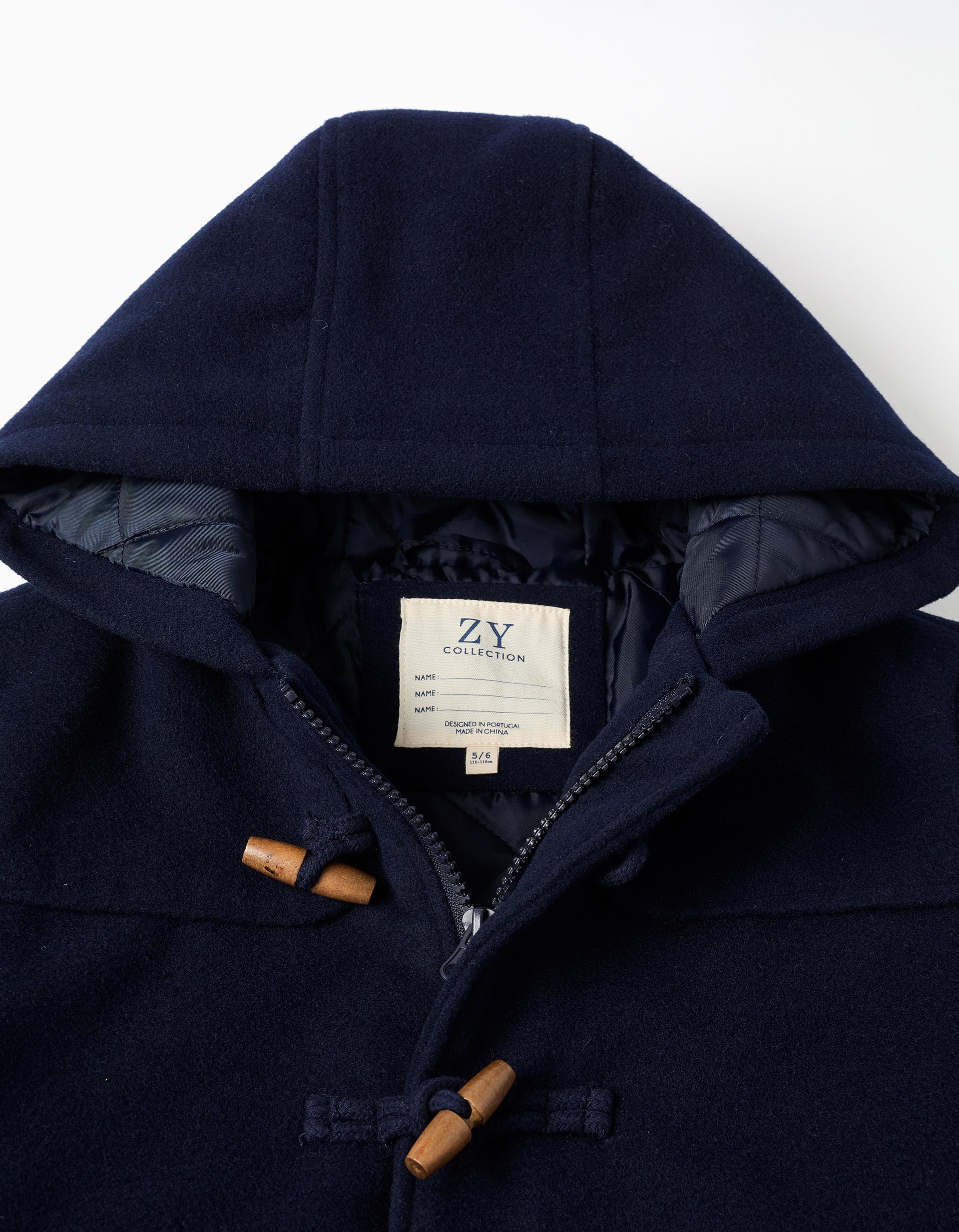 Hooded overcoat with quilted lining You&Me for boys, dark blue