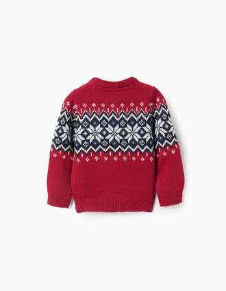 Camisola de Malha com Jacquard de Natal para Bebé Menino, Vermelho