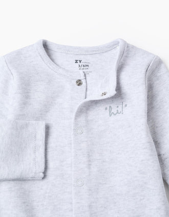 4-piece Cotton Newborn Set 'Hi', White/Grey