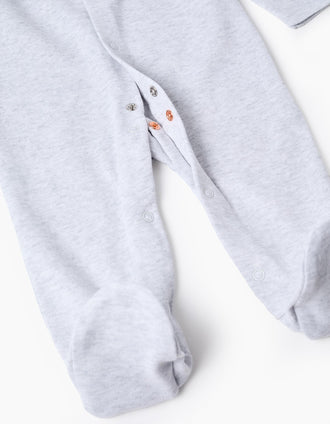4-piece Cotton Newborn Set 'Hi', White/Grey