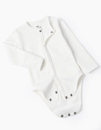 4-piece Cotton Newborn Set 'Hi', White/Grey